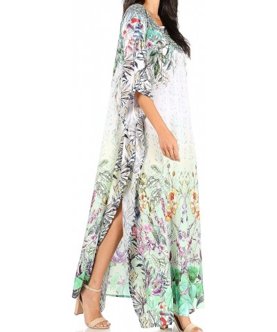 Jabari Women's Maxi Short Sleeve Long Beach Kaftan Dress Boho Loose Gown 448 $32.99 Dresses