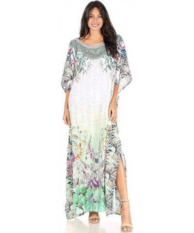 Jabari Women's Maxi Short Sleeve Long Beach Kaftan Dress Boho Loose Gown 448 $32.99 Dresses