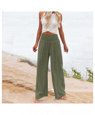 Women's Wide Leg Long Lounge Pants High Waist Drawstring Loose Light Weight Fit Casual Trousers Comfy Pants 02 Army Green $7....