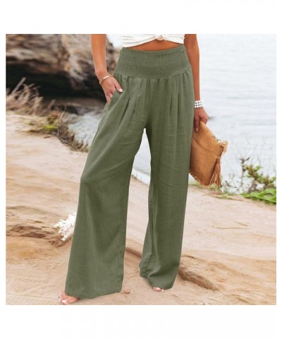 Women's Wide Leg Long Lounge Pants High Waist Drawstring Loose Light Weight Fit Casual Trousers Comfy Pants 02 Army Green $7....