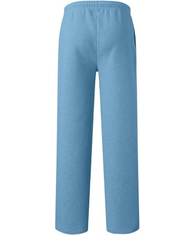 Bottom Sweatpants Pockets High Waist Sporty Gym Athletic Fit Jogger Pants L-ounge Trousers Light Blue-d $11.19 Activewear