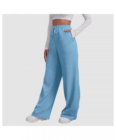 Bottom Sweatpants Pockets High Waist Sporty Gym Athletic Fit Jogger Pants L-ounge Trousers Light Blue-d $11.19 Activewear