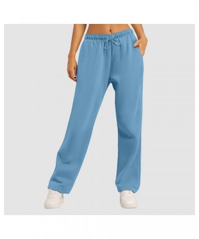 Bottom Sweatpants Pockets High Waist Sporty Gym Athletic Fit Jogger Pants L-ounge Trousers Light Blue-d $11.19 Activewear