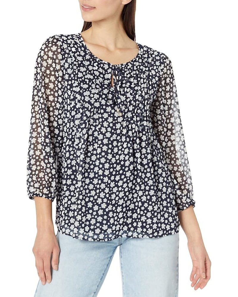 Women's Pintuck Blouse Sky Capt Multi $24.79 Blouses