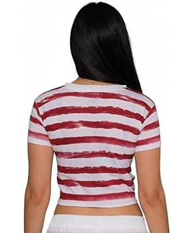 Short Sleeve Tie Dye Cotton Cropped T-Shirt | Casual Tee Chic Stars and Stripes $8.09 T-Shirts