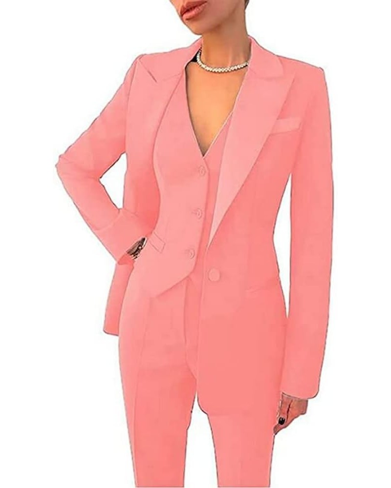 3 Pcs Women Pantsuits Wedding Tuxedos Party Classic Wear Suits Formal Business Suits Pink $33.12 Suits