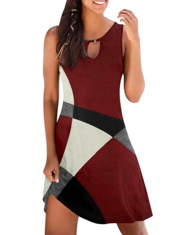 Cocktail Dresses for Women 2024, Plus Size Patterned Printing Sexy Mini Dress Keyhole Neck Casual Sleeveless Dresses 02-wine ...