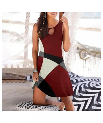 Cocktail Dresses for Women 2024, Plus Size Patterned Printing Sexy Mini Dress Keyhole Neck Casual Sleeveless Dresses 02-wine ...