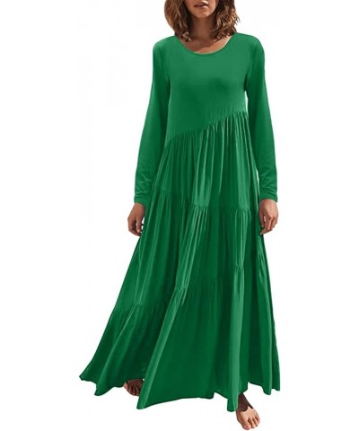 Womens Summer Floral Tiered Maxi Dress Casual Short Sleeve Bohemian Maxi Dress Cute Junior Dresses Zza-green $9.90 Dresses