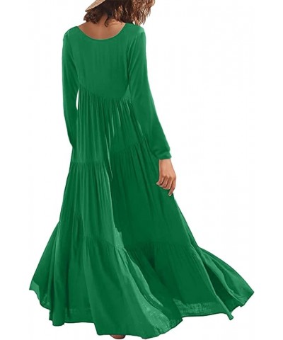 Womens Summer Floral Tiered Maxi Dress Casual Short Sleeve Bohemian Maxi Dress Cute Junior Dresses Zza-green $9.90 Dresses