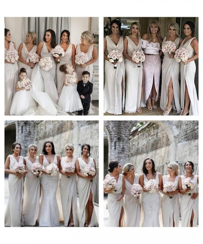 Bridesmaid Dresses Long Prom Dress V Neck Evenig Formal Dress Slit Bridesmaid Dress Pleated Womens Lavender $29.60 Dresses