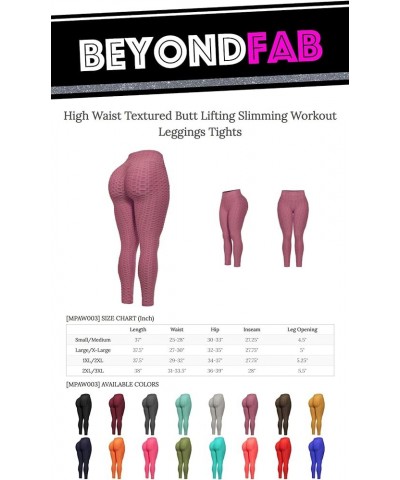 Women's High Waist Textured Butt Lifting Slimming Workout Leggings Tights Charcoal Pocket $8.81 Activewear