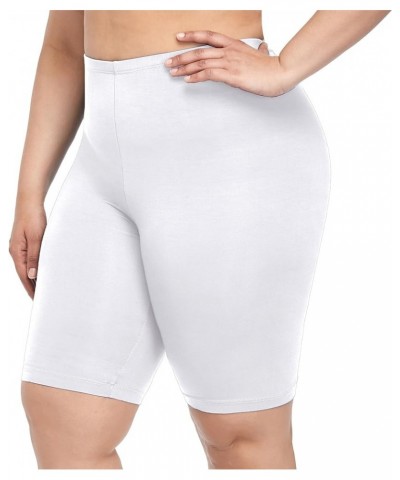 Women's Plus Size Short Leggings Stretchy Slip Shorts Mid Thigh Lightweight Pants White $6.00 Leggings