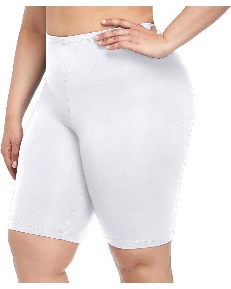 Women's Plus Size Short Leggings Stretchy Slip Shorts Mid Thigh Lightweight Pants White $6.00 Leggings