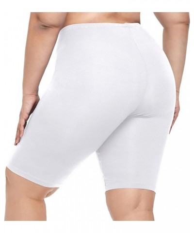 Women's Plus Size Short Leggings Stretchy Slip Shorts Mid Thigh Lightweight Pants White $6.00 Leggings