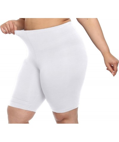 Women's Plus Size Short Leggings Stretchy Slip Shorts Mid Thigh Lightweight Pants White $6.00 Leggings