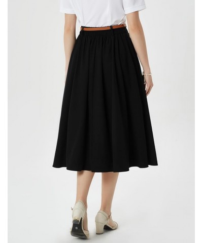 High Low A Line Skirts for Women Vintage High Waisted Midi Flowy Skirts with Belt Black $12.99 Skirts