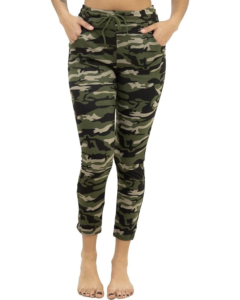 Women's Camouflage Cargo Jogger Sweatpants - Cotton Blend- for Travel, Safari and Everyday Wear Drawstring-green $11.54 Pants