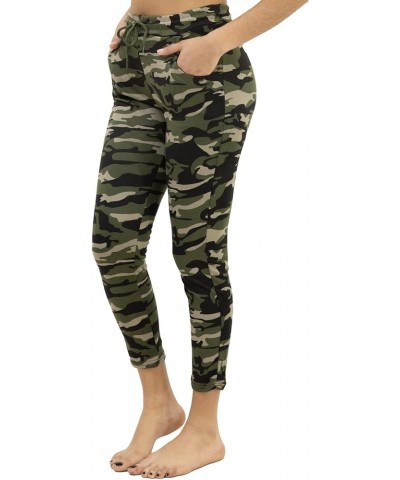 Women's Camouflage Cargo Jogger Sweatpants - Cotton Blend- for Travel, Safari and Everyday Wear Drawstring-green $11.54 Pants