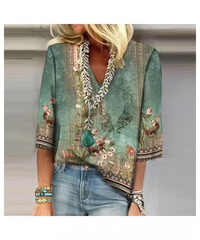 3/4 Length Sleeve Womens Tops Cotton Womens V Neck Lace Crochet Flowy 3/4 Sleeve Casual Shirts Blouses Tops S467-army Green $...