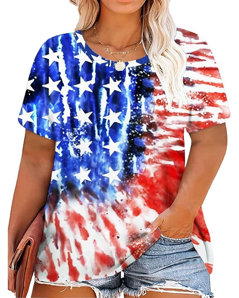 Plus Size American Flag Shirts for Women Funny 4th of July T Shirt Stars Stripes Print Patriotic Tee Tops 2x-5x American Flag...