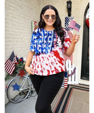 Plus Size American Flag Shirts for Women Funny 4th of July T Shirt Stars Stripes Print Patriotic Tee Tops 2x-5x American Flag...