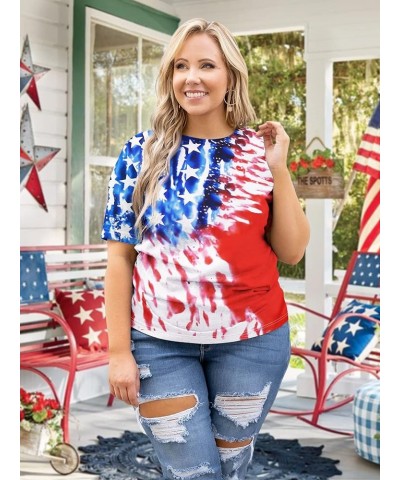 Plus Size American Flag Shirts for Women Funny 4th of July T Shirt Stars Stripes Print Patriotic Tee Tops 2x-5x American Flag...