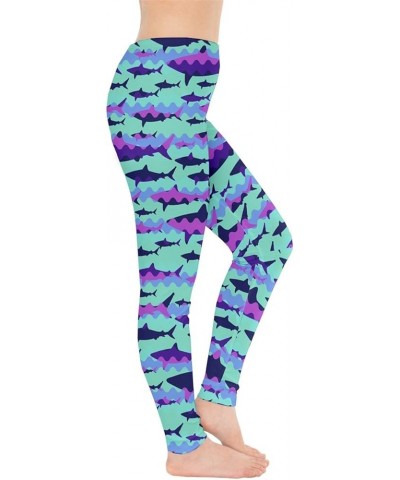 Womens Space Stretchy Tights Sharks Hammerhead Sea Animal Leggings, XS-5XL Mint $13.64 Leggings