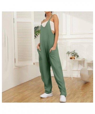 Women's Casual Sleeveless Jumpsuits with Two Pockets Loose Summer Spaghetti Strap V Neck Overalls Wide Leg Long Pants Romper ...