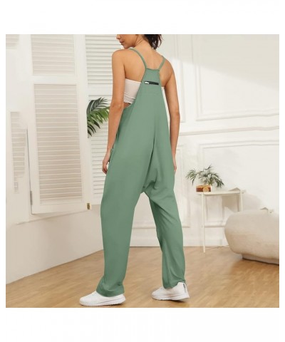 Women's Casual Sleeveless Jumpsuits with Two Pockets Loose Summer Spaghetti Strap V Neck Overalls Wide Leg Long Pants Romper ...