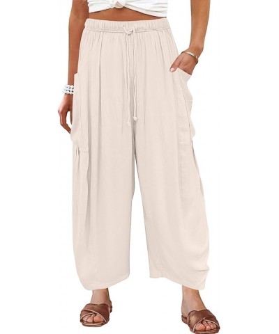 Women's Linen Pants Summer 2023 Plus Size Wide Leg Pants Middle Waist Baggy Pants Palazzo for, S-5XL 1-white $8.99 Pants