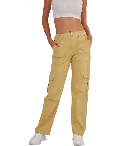 Cargo Pants Women - High Waist Stretch Casual Pants with 6 Pockets and Wide Leg Y2K Style Khaki(thick) $20.99 Pants