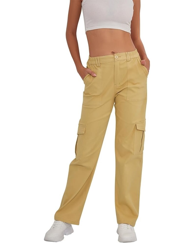 Cargo Pants Women - High Waist Stretch Casual Pants with 6 Pockets and Wide Leg Y2K Style Khaki(thick) $20.99 Pants