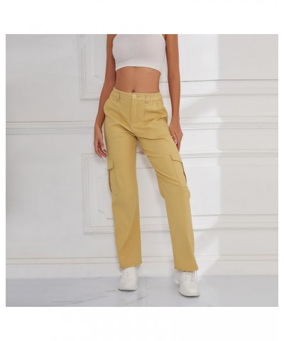 Cargo Pants Women - High Waist Stretch Casual Pants with 6 Pockets and Wide Leg Y2K Style Khaki(thick) $20.99 Pants