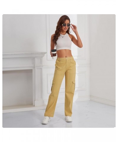 Cargo Pants Women - High Waist Stretch Casual Pants with 6 Pockets and Wide Leg Y2K Style Khaki(thick) $20.99 Pants