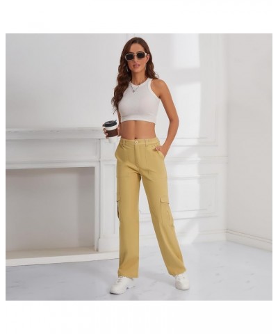 Cargo Pants Women - High Waist Stretch Casual Pants with 6 Pockets and Wide Leg Y2K Style Khaki(thick) $20.99 Pants