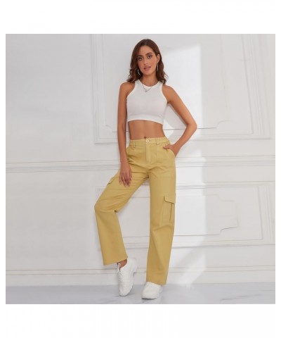 Cargo Pants Women - High Waist Stretch Casual Pants with 6 Pockets and Wide Leg Y2K Style Khaki(thick) $20.99 Pants