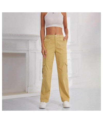 Cargo Pants Women - High Waist Stretch Casual Pants with 6 Pockets and Wide Leg Y2K Style Khaki(thick) $20.99 Pants