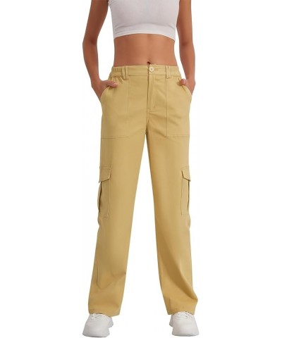 Cargo Pants Women - High Waist Stretch Casual Pants with 6 Pockets and Wide Leg Y2K Style Khaki(thick) $20.99 Pants