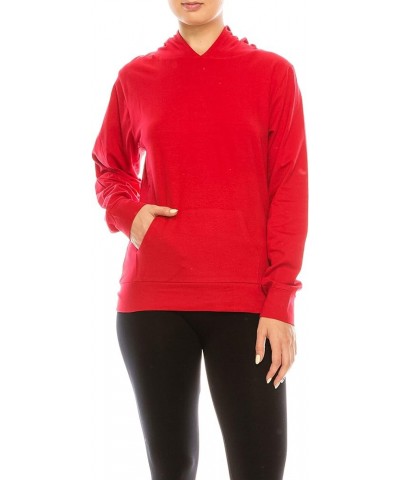 Women’s Pullover Hoodie Sweatshirt – Casual Lightweight Thin Long Sleeve Soft Hooded Top Sweater Active Sports Yoga Red-asj-4...