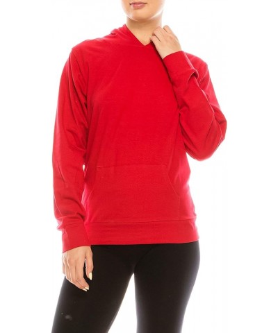 Women’s Pullover Hoodie Sweatshirt – Casual Lightweight Thin Long Sleeve Soft Hooded Top Sweater Active Sports Yoga Red-asj-4...