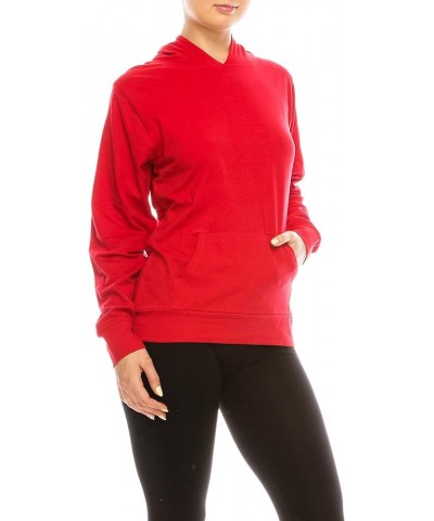 Women’s Pullover Hoodie Sweatshirt – Casual Lightweight Thin Long Sleeve Soft Hooded Top Sweater Active Sports Yoga Red-asj-4...