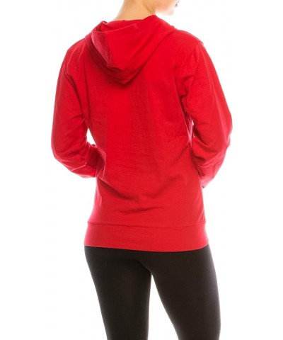 Women’s Pullover Hoodie Sweatshirt – Casual Lightweight Thin Long Sleeve Soft Hooded Top Sweater Active Sports Yoga Red-asj-4...