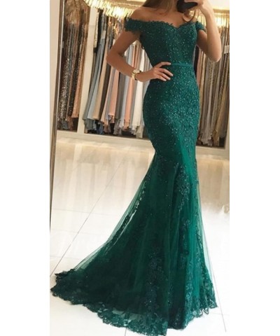 Lace Prom Dress Mermaid Off The Shoulder Formal Dress Evening Party Gowns with Train Peacock $47.24 Dresses