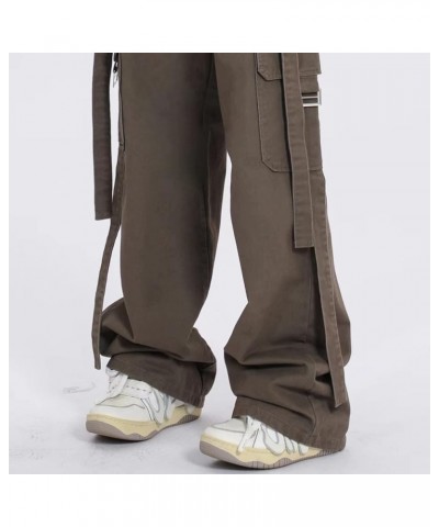 Women's Y2K High Rise Baggy Straight Leg Cargo Pants Streetwear Casual Boyfriend Trousers with Pockets L Grey Green $16.63 Pants