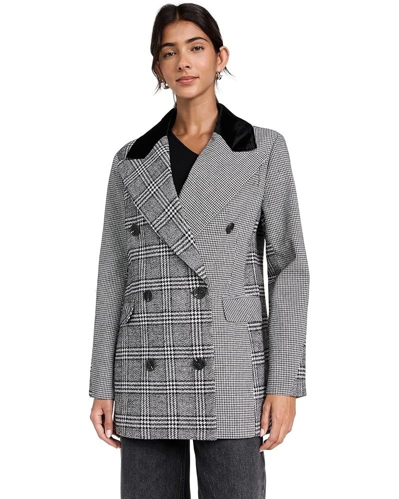 Women's Double Breasted Blazer Houndstooth Plaid Combo $52.46 Blazers