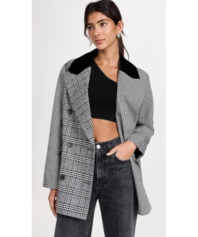 Women's Double Breasted Blazer Houndstooth Plaid Combo $52.46 Blazers