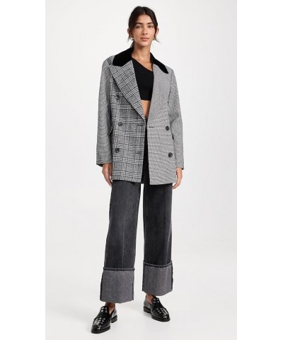 Women's Double Breasted Blazer Houndstooth Plaid Combo $52.46 Blazers