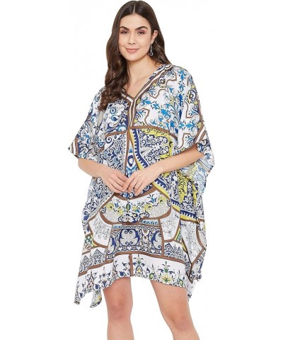 Gypsie Blu Women Caftan Tunic Top African Dashiki Kimono Dress Summer Sundress Tunic Plus Size Mini Dress Navy Blue Printed T...