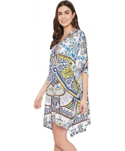 Gypsie Blu Women Caftan Tunic Top African Dashiki Kimono Dress Summer Sundress Tunic Plus Size Mini Dress Navy Blue Printed T...